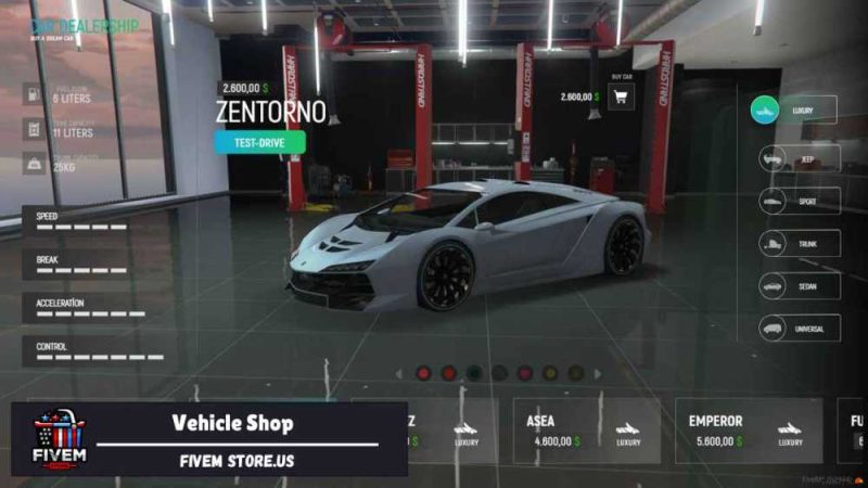 Attractive FiveM Vehicle Shop