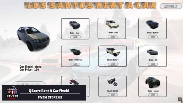 QBcore Rent A Car FiveM